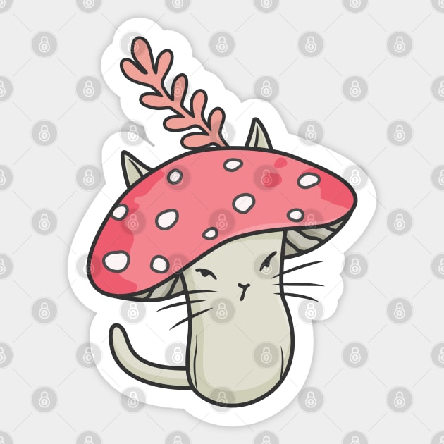Pink amanita catshroom Sticker by runcatrun